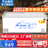 冰诺玺商用展示柜保鲜岛柜海鲜展示柜大容量冷柜雪糕饮料点菜柜市玻璃保鲜卧式冰柜商用冷柜大容量冰柜 1.2米加深铜管【带篮框】