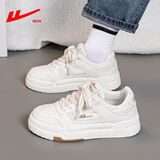 回力女鞋小白鞋女秋冬季新款百搭韩版舒适休闲运动鞋子女厚底增高板鞋 米白色 38