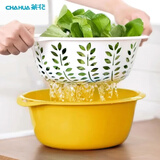 茶花 洗菜篮子沥水篮洗菜盆蔬菜架淋水篮水果盆漏水果蔬淘菜盆滴水筛 【单个装】黄色