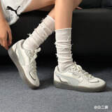彪马（PUMA）德训鞋|复古银灰蕾丝厚底T头鞋女板鞋PALERMO 401286 灰色-迷雾灰-01 35.5