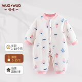 wua·wua婴儿连体衣秋季保暖加厚秋冬季套装新生儿夹棉男女宝宝冬装棉衣 粉小熊（150g厚棉） 80cm （建议9-12月 16-20斤）