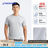 迪卡侬速干t恤男夏季半袖宽松透气浅灰色L-4681379