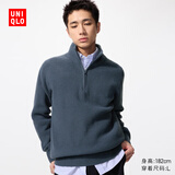 优衣库男女装souffle yarn舒芙蕾半拉链针织衫毛衣毛衫478546 68 深蓝色 M /170/92A