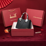 danxilu真皮女包2025新款包包大容量婚包女士斜挎手提包生日礼物送妈妈 【高档礼盒】黑色9572