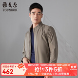 雅戈尔（YOUNGOR）单行政夹克男立领单茄克锦纶耐穿舒适透气男士上衣外套 VJJK409947YQA卡其 S 165/88A
