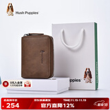 暇步士（Hush Puppies）卡包真皮零钱包男士证件夹风琴式拉链卡片包名片夹礼物送男友 卡其色HC-1811046W-2415