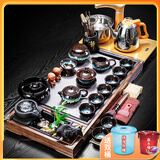 瓷牌茗茶具 功夫茶具套装流水茶盘茶台陶瓷茶壶茶杯全自动烧水器整套 沙金西施套装+禅静流水三合一盘