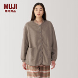 无印良品（MUJI）女式抓绒开衫 女士睡衣上衣可外穿外套 单件家居服秋冬长袖女装 深咖啡色 L（165/88A）