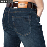 JEEP吉普牛仔裤男秋冬厚款男士宽松大码牛仔长裤子弹力中腰休闲裤男裤 A0803蓝色 34 码 2尺6腰围