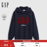 GAP女装2025秋季新款撞色Logo宽松抓绒套头连帽衫卫衣上衣792499 海军蓝 S (160/84A) 亚洲尺码