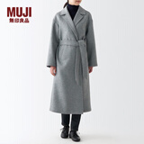 无印良品（MUJI）女式 羊毛混 长款大衣 毛呢外套女款秋季 BDA15A2A 炭灰色 S 155/80A
