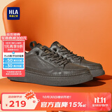 海澜之家HLA男鞋休闲皮鞋秋冬男士板鞋子男HAAXXM1EBF037  棕色低帮40