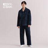 红豆（Hodo）珊瑚绒加厚夹棉睡衣女情侣抗静电男士秋冬季保暖可外穿家居服套装 男士藏青 翻盖口袋 2XL (180) 男士