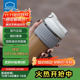 乐扣乐扣（LOCK&LOCK）咖啡杯耐热玻璃水杯子男女学生便携式双饮吸管杯随手杯500ML灰色