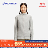 迪卡侬（DECATHLON）保暖户外抓绒衣外套男女运动宽松秋摇粒绒外套冲锋衣内胆 女款-全拉链-浅灰色 M