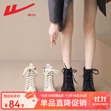 回力马丁靴女靴百搭显高女鞋厚底英伦风黑色短筒靴子女休闲鞋子女 黑色瘦瘦靴【时尚百搭】 38