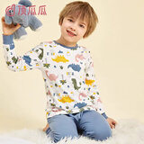 顶瓜瓜儿童秋衣秋裤套装纯棉男童棉毛衫保暖内衣女童全棉宝宝打底衣睡衣 多彩小恐龙 150 建议身高140-150cm