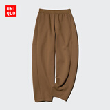优衣库女装快干休闲廓形裤运动弯刀镰刀裤高腰速干新款479619 36 褐色 S /155/64A