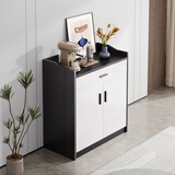 立太（LEADTEK）实木色餐边柜一体靠墙柜子储物柜茶水柜客厅收纳柜边柜厨房置物柜 【加高实木】60cm黑+白色