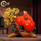 礼之源 招财葫芦貔貅工艺品摆件家居客厅玄关酒柜装饰店铺开业礼品摆设 小号红色水晶石招财福禄