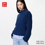 优衣库女装舒芙蕾半高领针织衫/毛衣毛衫479158 68 深蓝色 M /160/84A