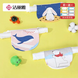 洁丽雅（Grace）A类纯棉4层纱布隔汗巾3条装 卡通印花瞬吸透气宝宝吸汗垫背巾A款