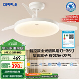欧普（OPPLE）风扇灯吊扇灯护眼全光谱智控LED照明Ra95餐厅卧室灯包安装 冰风白