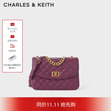CHARLES&KEITH菱格链条单肩包斜挎包婚包包女包生日礼物CK2-70701062-1 Purple紫色 S