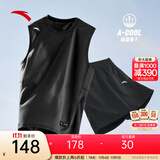 安踏（ANTA）速干背心丨男透气运动跑步2025秋季健身无袖上衣晨练服篮球坎肩 【背心+裤子】黑黑 L (175) 建议130-150斤