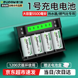 德力普（Delipow）1号充电电池 D型电池大容量5500毫安一号电池适用热水器煤气灶  4槽液晶充电器+4节1号5500毫安电池