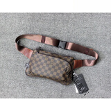 NMCKNM ck英国高档品牌香港潮牌潮牌英伦格子胸包腰包男士斜挎单 深棕色