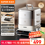 苏泊尔（SUPOR）家用不锈钢蒸屉电蒸锅 电煮锅 电火锅 多功能炖蒸煮电热锅 18升分体式多用途锅 ZN26FC991