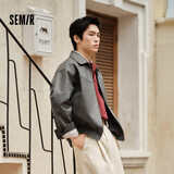 森马外套男秋季时尚质感pu仿皮衣短款宽松简约夹克潮109524108104