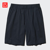 优衣库男装女装水洗针织松紧短裤/休闲中裤/起居裤/可外穿474129 474129/09黑色 L