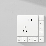 施耐德开关插座面板86型墙面皓呈升级款无框大面板单开一开皓隽奶油白色 斜五孔10只装