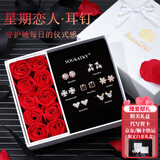SOUKATKY轻奢品牌胸针高档女胸花防走光女士别针520情人节送女友生日礼物 熠熠星辰一周耳钉【玫瑰金色】