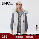 金羽杰冬季新潮羽绒派克服女中长款大毛领连帽拼接羽绒服女士Y21806161