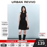 UR2025春季新款女摩登气质褶皱收腰显瘦无袖连衣裙UYY750030 黑色 XS