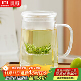 雅集玻璃杯筑茗绿茶杯耐热加厚泡茶杯家用带盖带把手个人茶水分离杯子