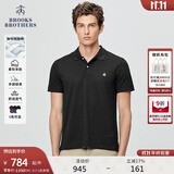 布克兄弟（BrooksBrothers）男夏季金羊刺绣珠地网眼修身短袖Polo衫 0004-黑色 M