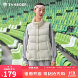 坦博尔羽绒马甲女短款立领宽松保暖女士背心马夹TD238006 小香白 160 