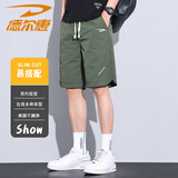 德尔惠短裤男休闲中裤五分裤夏季运动宽松中青年户外速干裤子 军绿 2XL