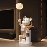 吉召暴力熊大型摆件落地客厅电视柜沙发旁家居装饰品乔迁之喜搬家礼物 米色【蓝牙音响+时钟+存钱罐】122CM 无规格