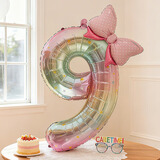 仕彩 彩虹数字气球蝴蝶结男孩女孩生日礼物周岁场景布置装饰拍照道具9