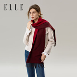 ELLE【礼盒装】100%羊毛围巾女士双面秋冬保暖礼物红围巾
