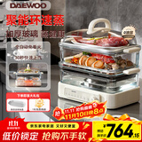大宇（DAEWOO）【玻璃通透0塑料】多功能电蒸锅炖蒸煮一体 食品级玻璃 家用多层大容量蒸汽锅 不锈钢盘 预约 S22