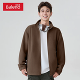 班尼路摇粒绒外套男款春秋季休闲潮牌男生开衫卫衣加绒加厚男士立领夹克 【摇粒绒】-咖#纯色 2XL 【高密绒毛 温暖过冬】