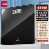 得力（deli）体重秤健康秤家用精准耐用小物称重电子秤人体秤家庭健身减肥专用体脂称重秤 澜夜黑【LCD液晶大屏/高精准/加厚钢化玻璃】