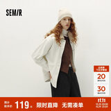 森马（Semir）森柔牛仔|牛仔外套女中长款灯芯绒翻领秋季落肩宽松103524109001