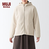 无印良品 MUJI 女式 长毛抓绒连帽衫 BBJ21A2A 柔软外套短款外套 浅米色 M